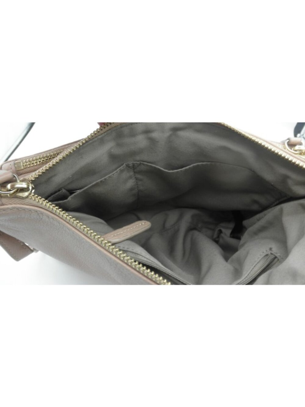 Margot Peach Blush Leather Double Top Zip Crossbody Shoulder Bag Genuine Leather - Picture 12 of 16